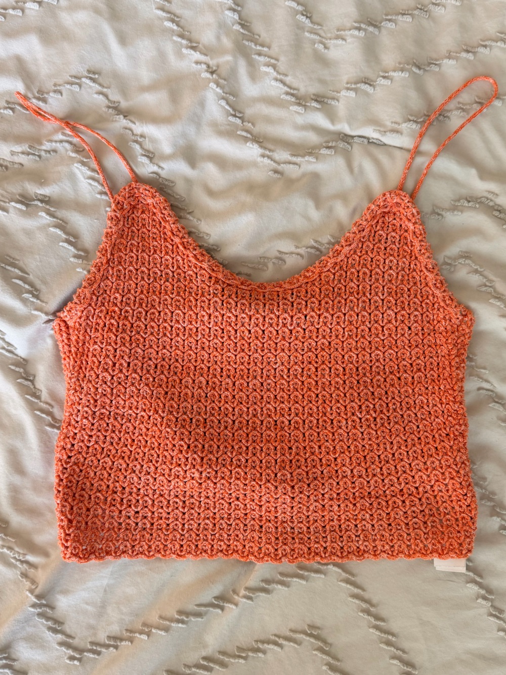 Zara Orange Cropped Crochet Tank Top